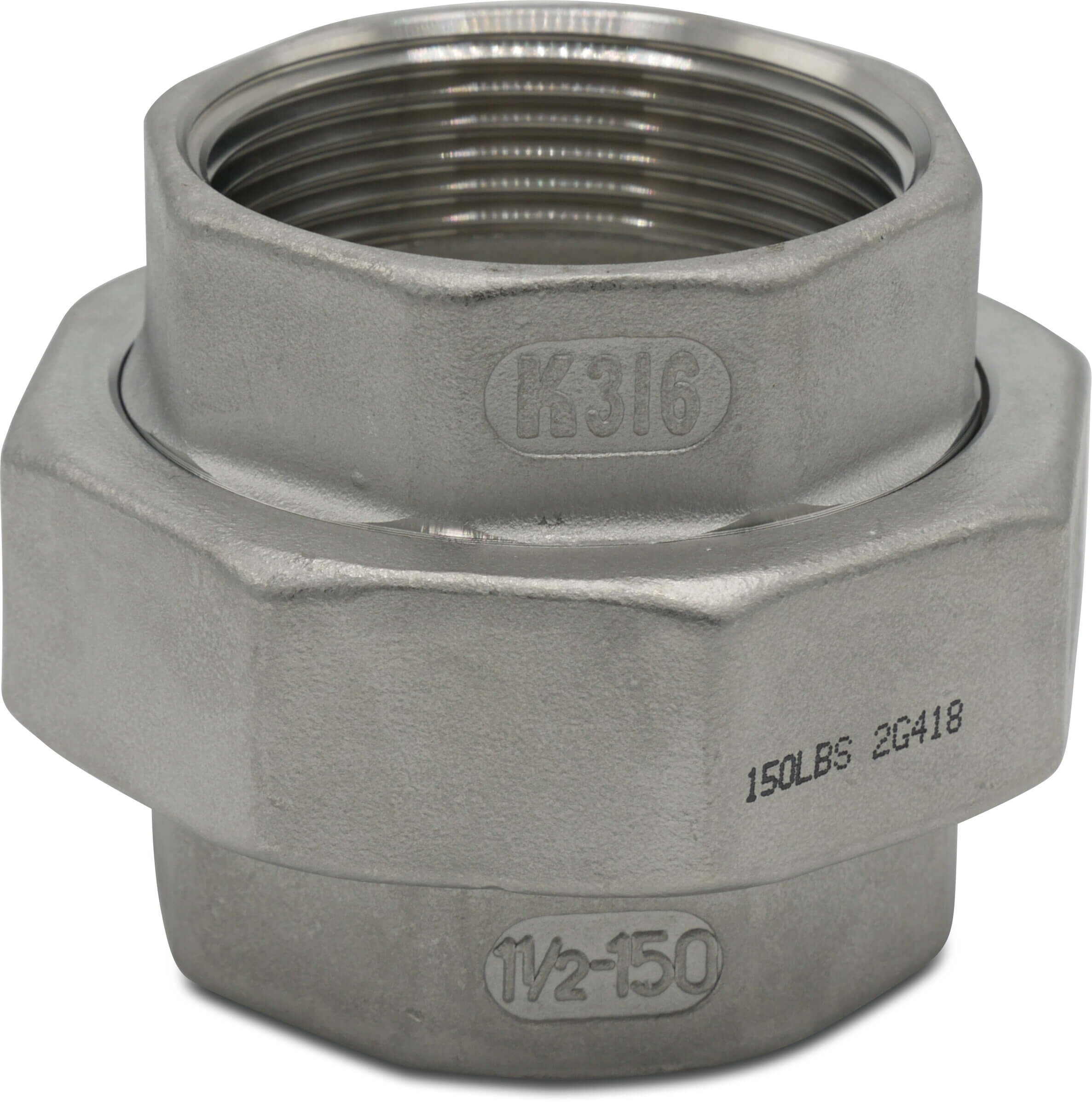 Profec Nr. 330 Koppeling RVS 316 1" binnendraad 10bar type vlak